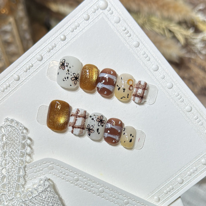 Artistic Press-On Nail Set with Unique Design Elements Kalsten