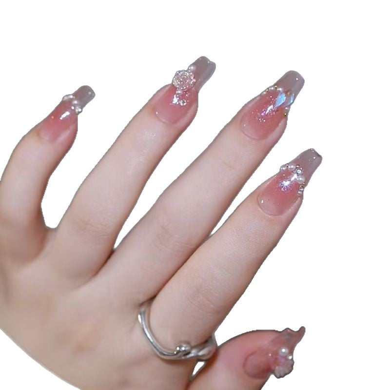 Decorative Press-On Nail Set with Rhinestone Accents Kalsten