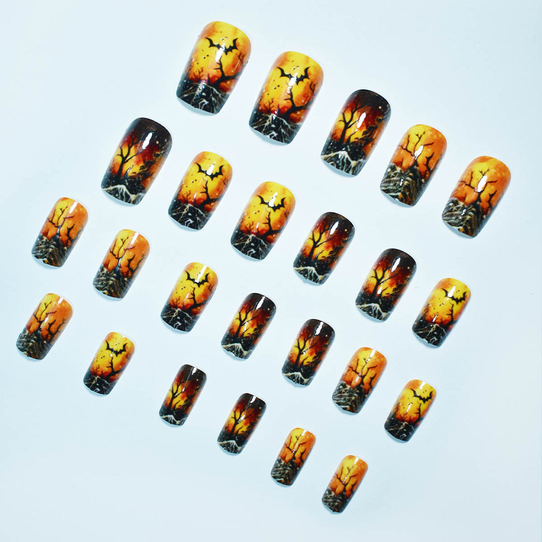Artistic Halloween-Themed Press-On Nail Set Kalsten