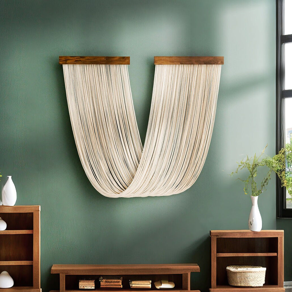 More elegant macrame wall hanging with wooden frame
