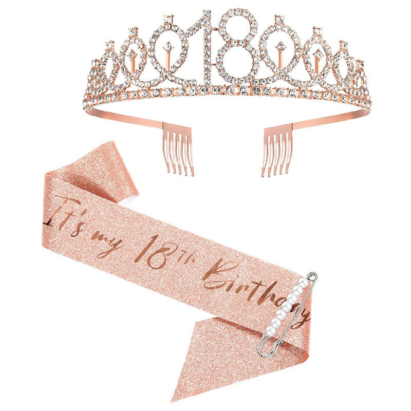 Ladies Sparkling Tiara with personalized 80th Birthday Inscription Kalsten