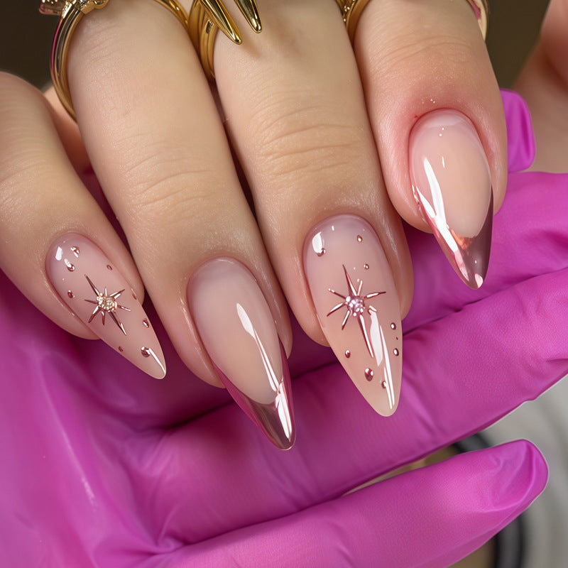 Elegant Stiletto Press-On Nail Set with Star Accents Kalsten