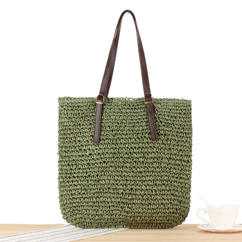 Handbag Made From Handcrafted Natural Material with Strong Leather Handles Kalsten