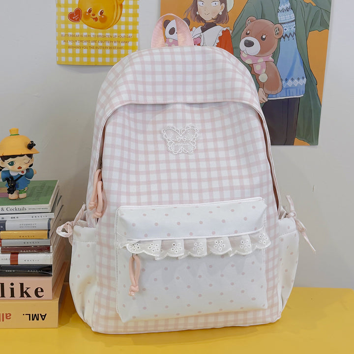 Fun Gingham Patterned Backpack Kalsten