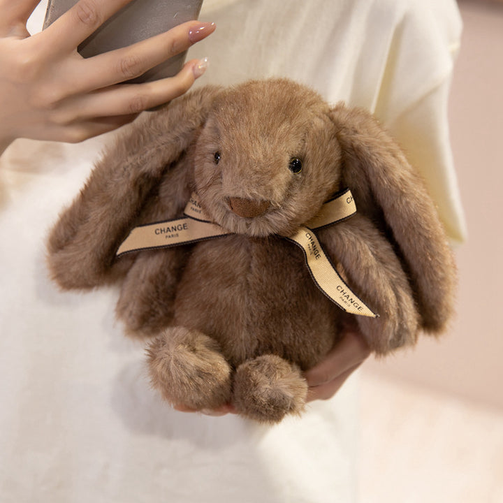 Squat Plush Bunny Cuddle Doll with Long Dropped Ears, Weighted Base & Grosgrain Ribbon Kalsten