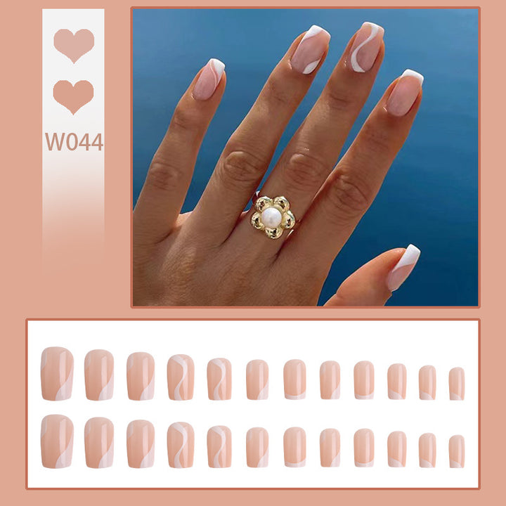 Natural artificial nails with elegant French design Kalsten