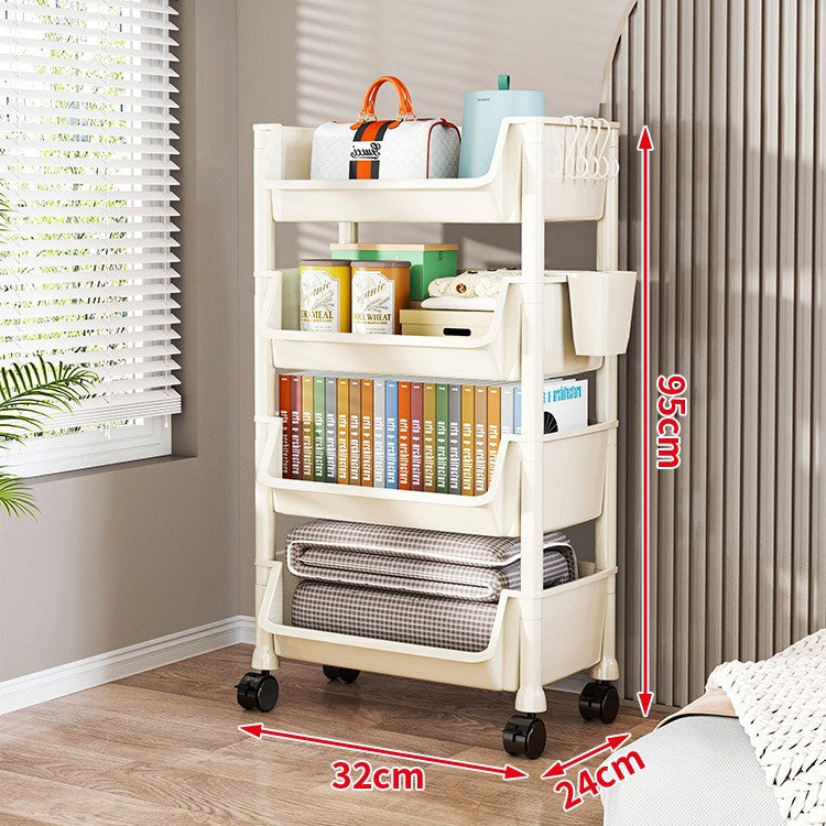 Compact Two-Tier Rolling Utility Cart with Deep Removable Plastic Bins