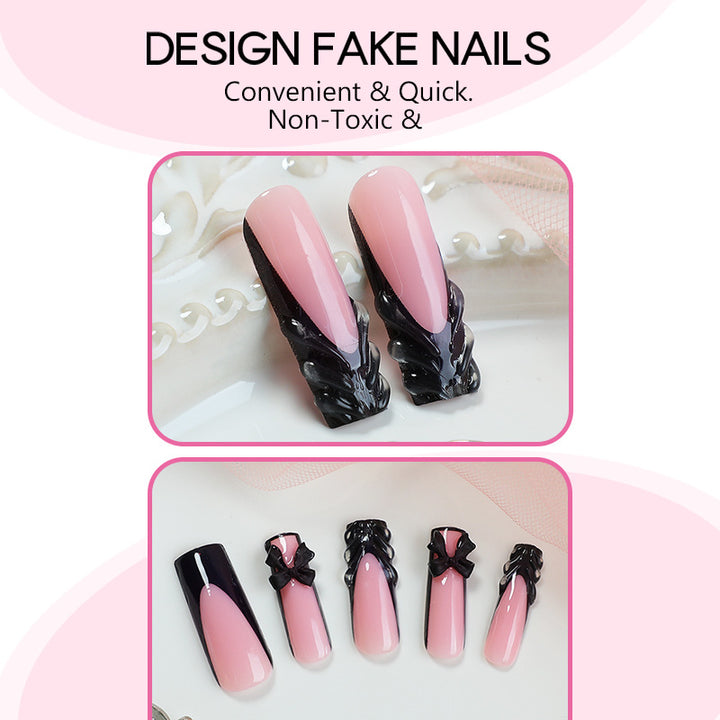 Creative nail art set with elegant bows and ombre effects Kalsten
