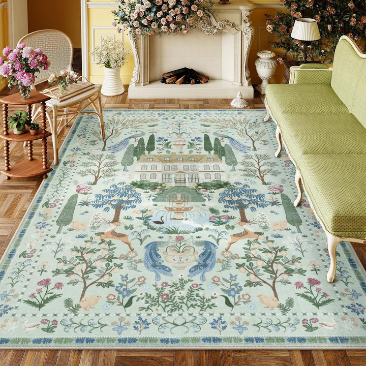 Ornate Bird Design Area Rug