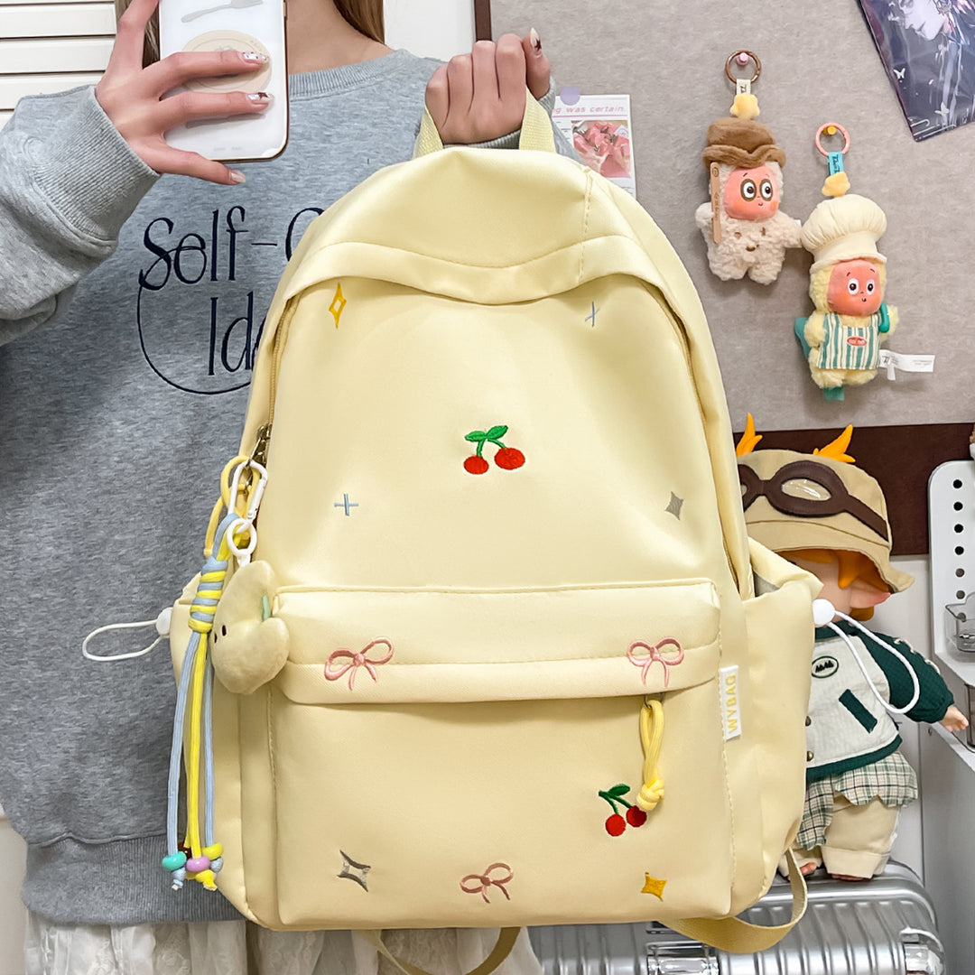 Cute Illustrated Cherry-Embellished Backpack Kalsten