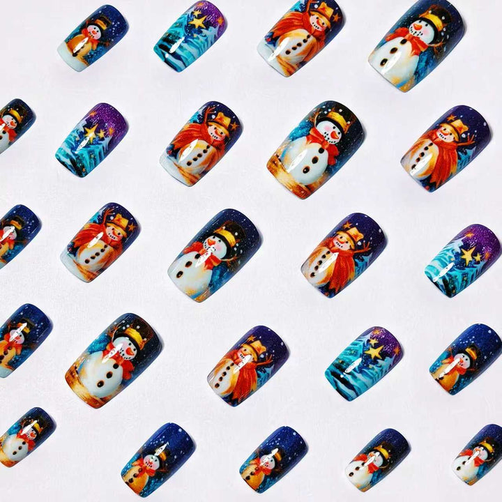Artificial nails with cheerful snowman design Kalsten