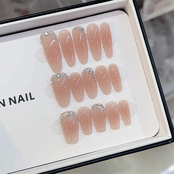 Luxury Press-On Nail Set with Rhinestone Accents Kalsten