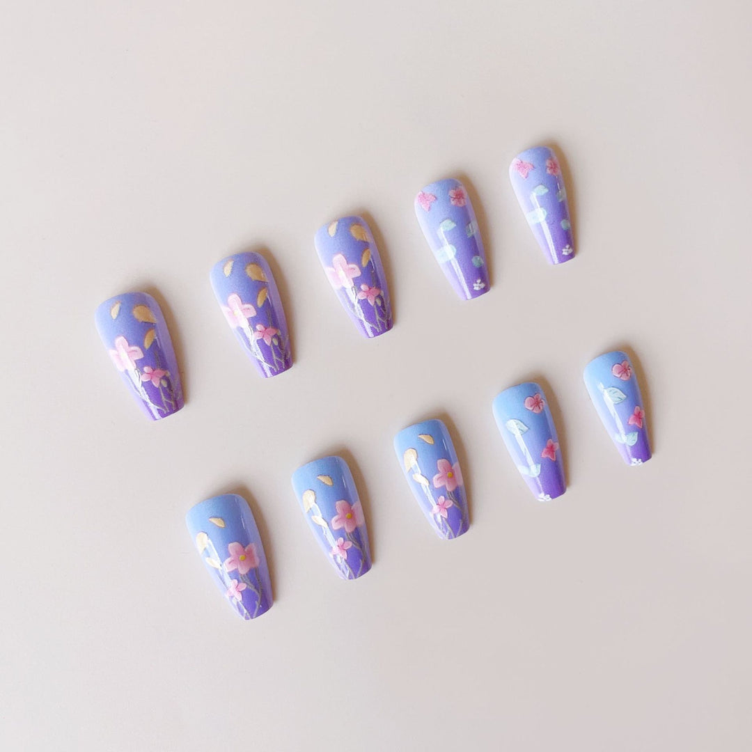 Artificial Nail Set with Floral 3D Decorations Kalsten
