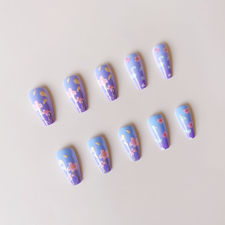 Artificial Nail Set with Floral 3D Decorations Kalsten