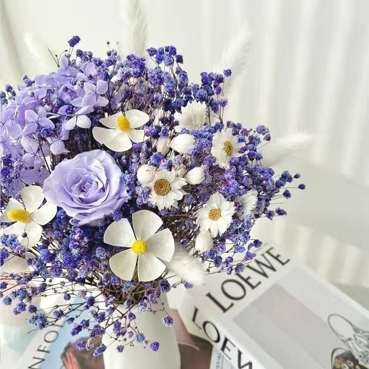 Dried Floral Bouquet with Elegant Yellow Accents