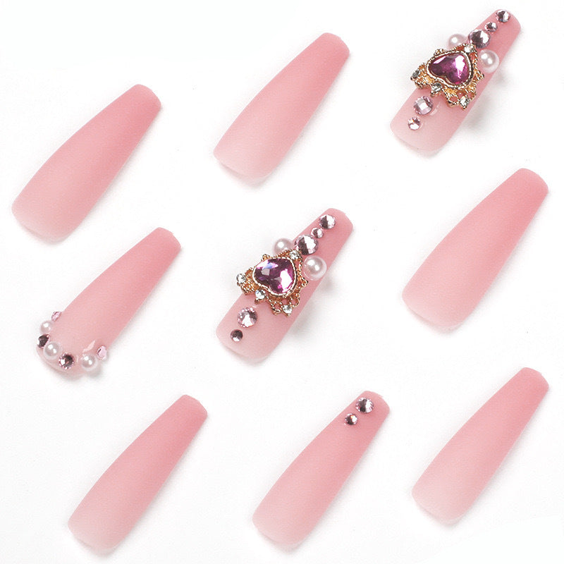 Luxury Artificial Nail Set with Rhinestone and Pearl Decorations Kalsten