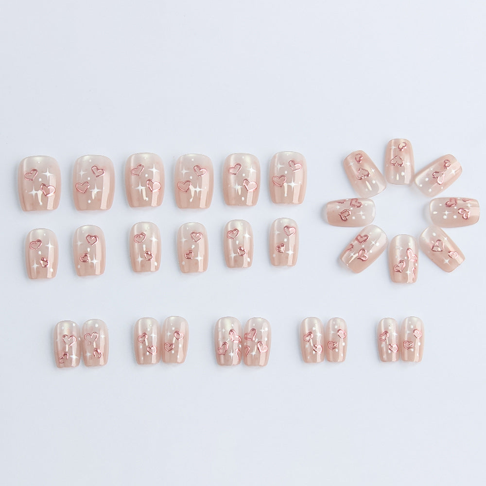 Heart-Embellished Press-On Nail Set Kalsten