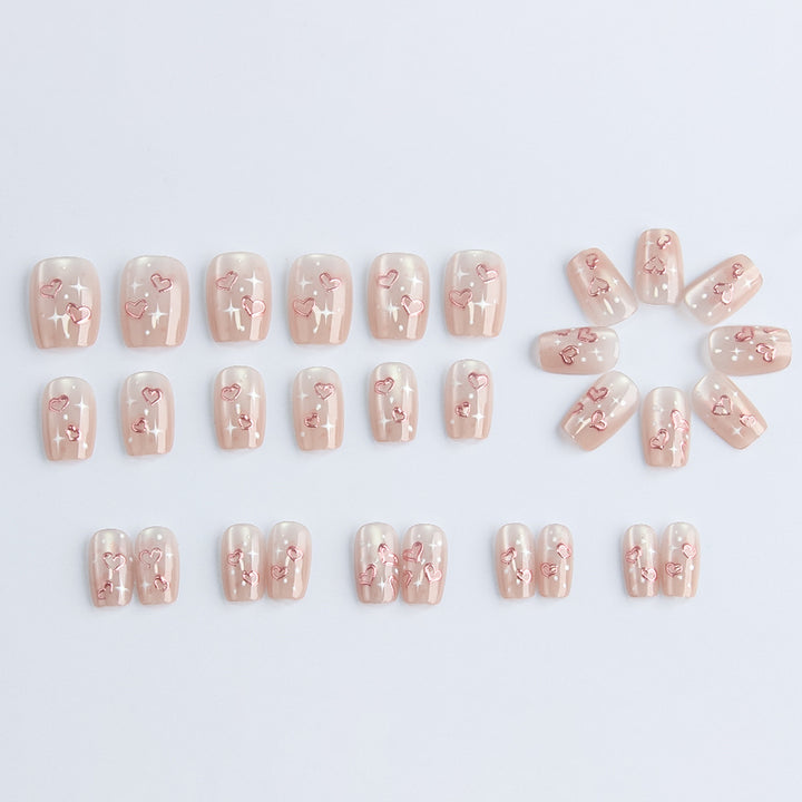 Heart-Embellished Press-On Nail Set Kalsten