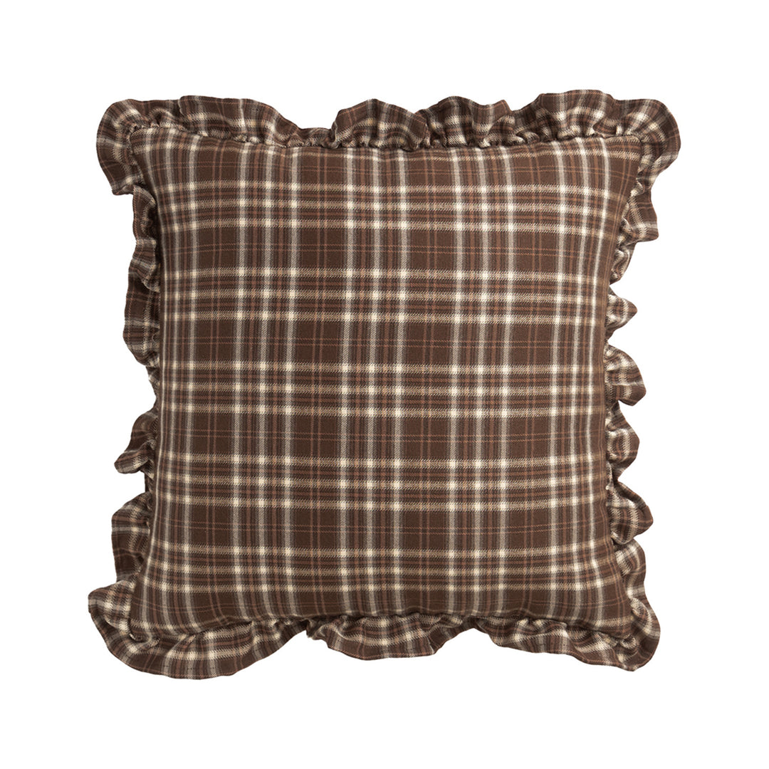 Square decorative cushion cover with ruffles and Vichy check Kalsten