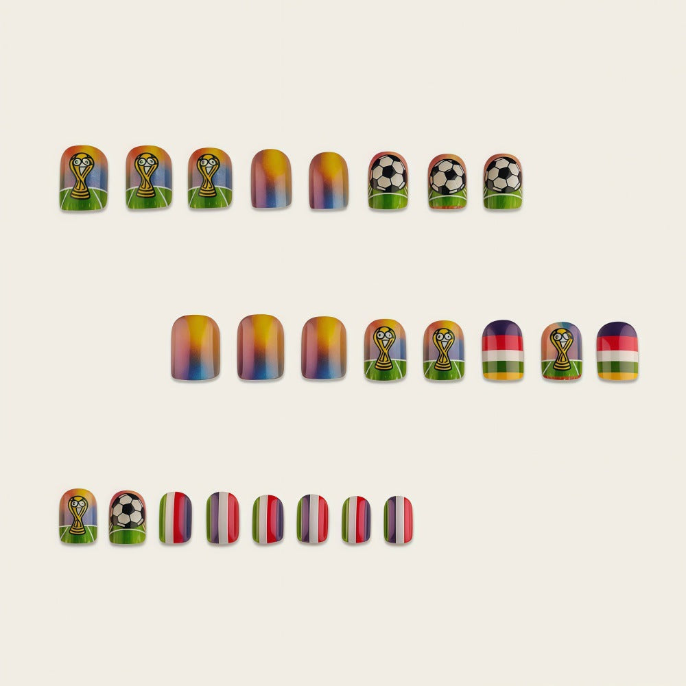 Artificial nails with soccer motif and glitter effects Kalsten