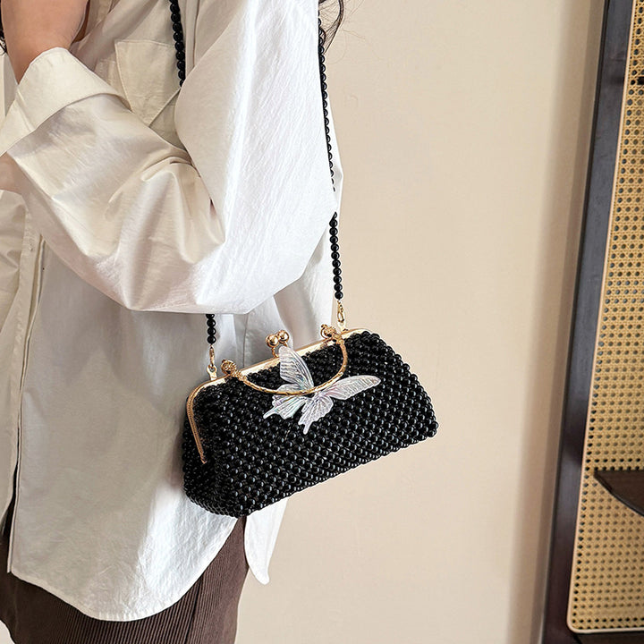 Elegant Beaded Butterfly Evening Handbag