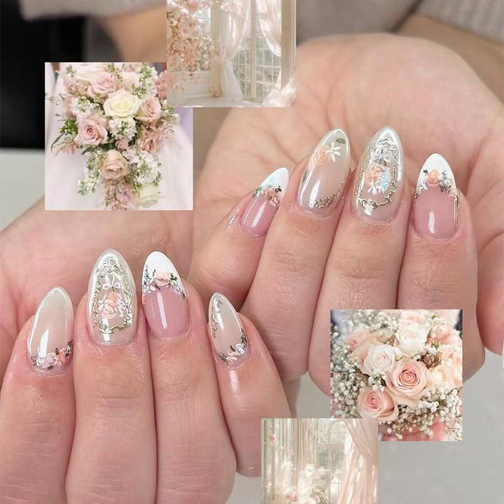 Creative nail art set with floral and glittering decorations Kalsten