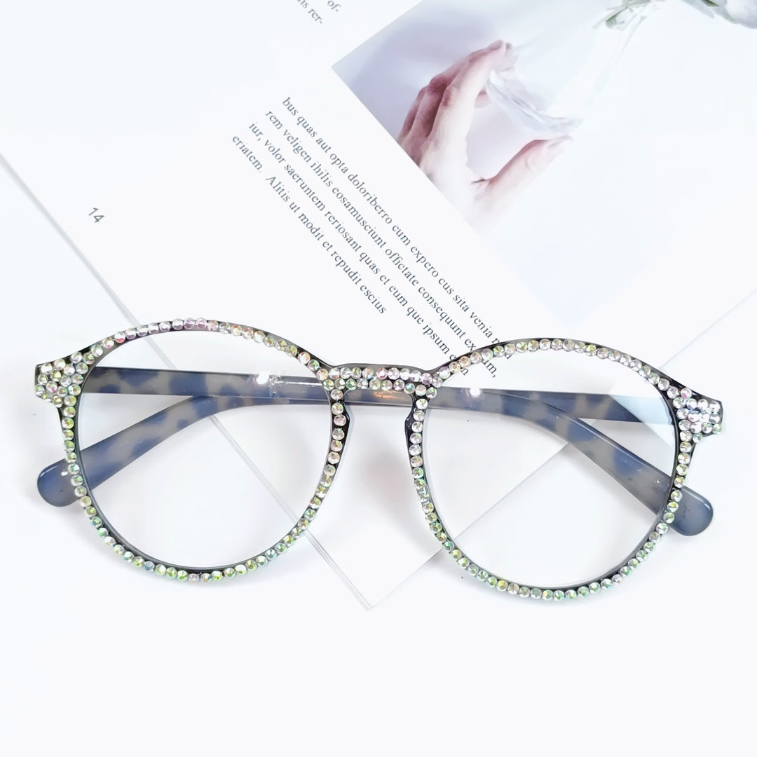 Women Stylish Cat Eye Glasses with Sparkling Rhinestone Trim Kalsten