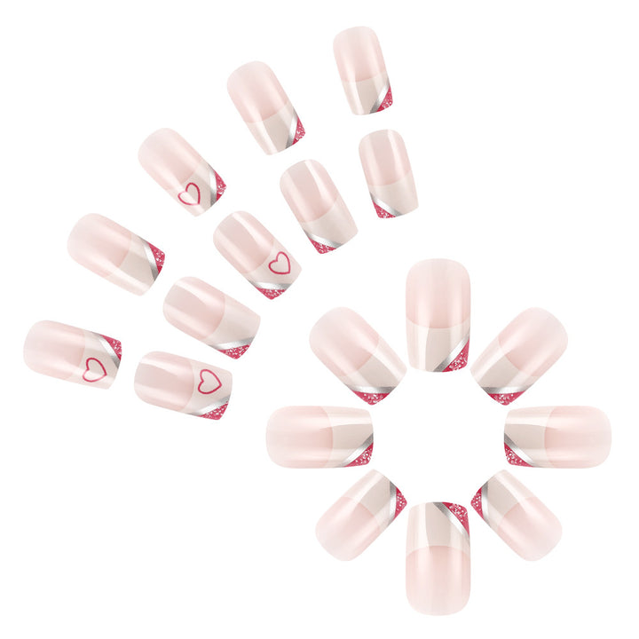 Elegant Heart-Embellished Press-On Nail Set Kalsten