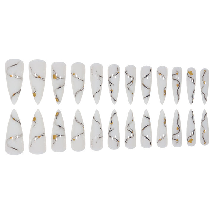 Marbled Design Elegant Stiletto Press-On Nails Kalsten
