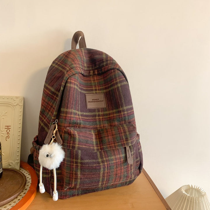 Cozy Plaid Patterned School Backpack Kalsten