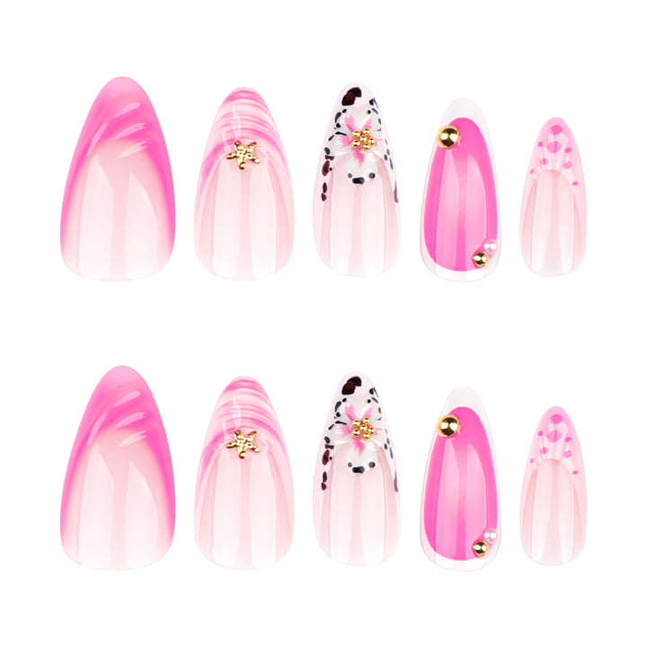 Artistic nail extensions with floral accents and glitter Kalsten