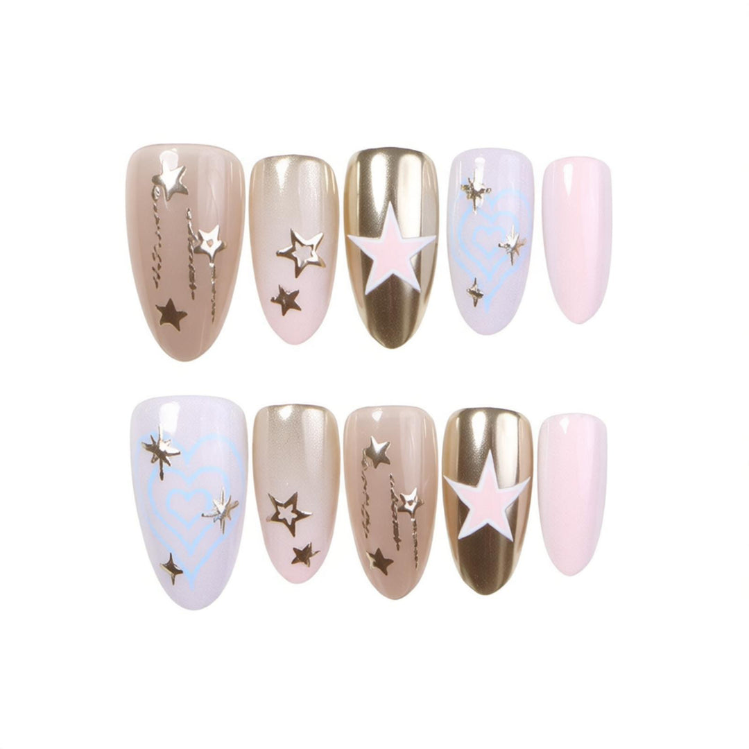 Artistic Star-Themed Press-On Nail Art Kalsten