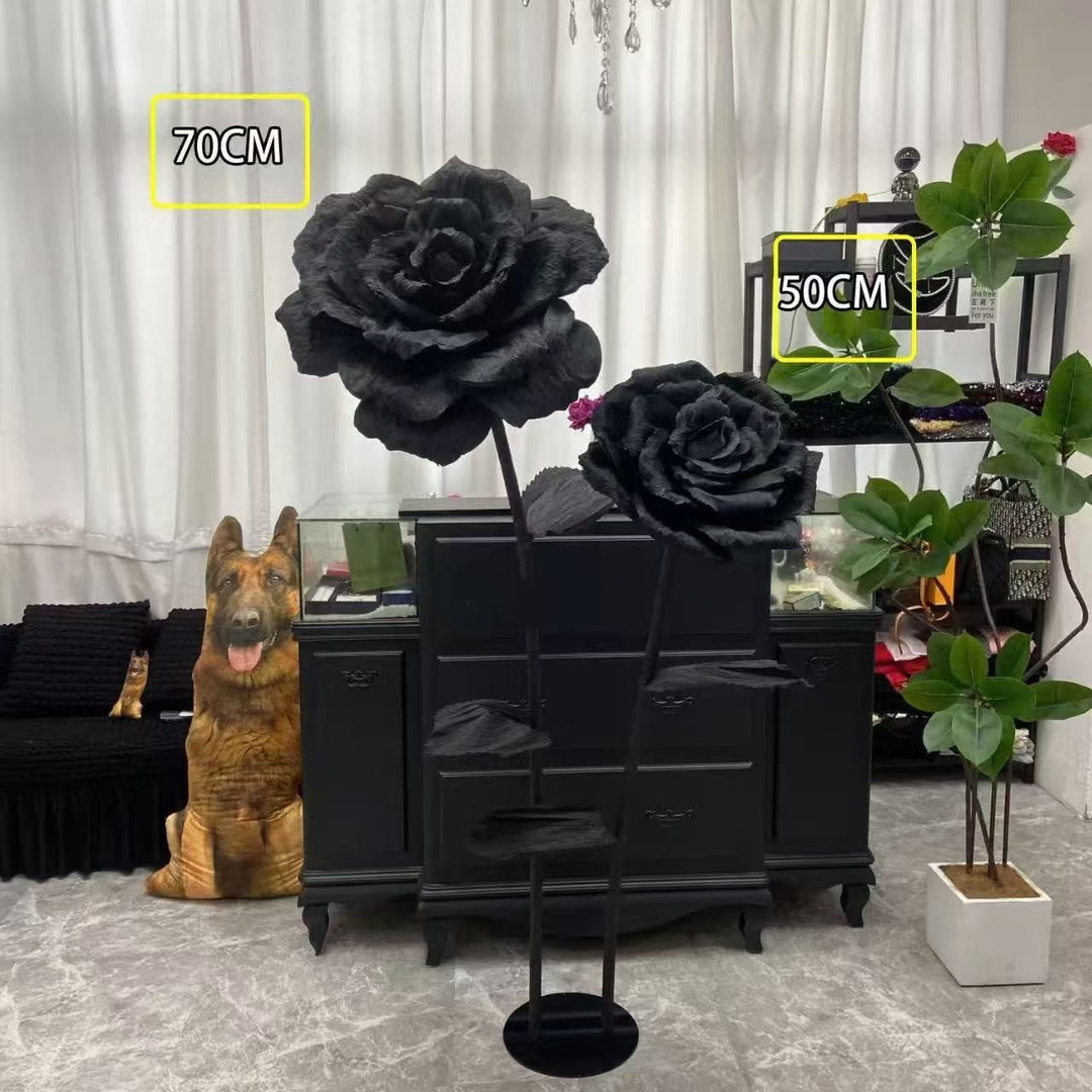 Artistic Decorative Black Rose Sculpture