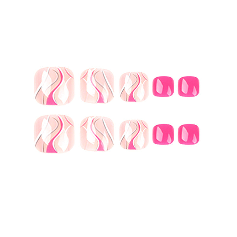 Artful toenail design with creative wave accents Kalsten