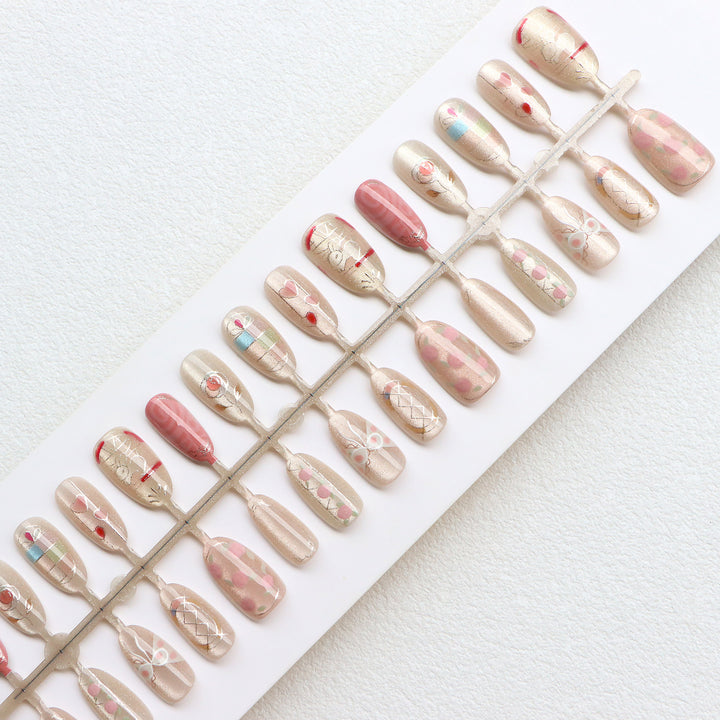 Decorative Press-On Nail Art Set with Artistic Designs Kalsten