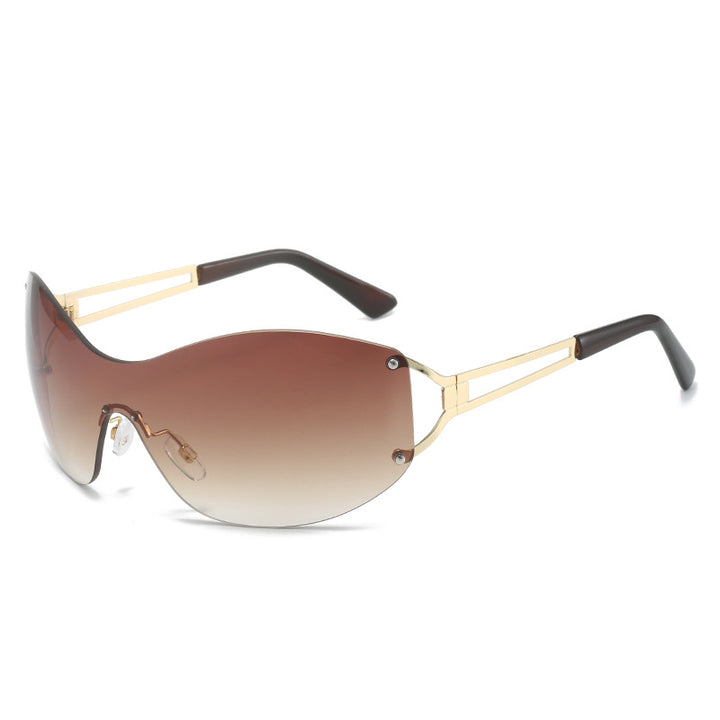 Futuristic Ultra-Wrap Sunglasses with Metallic Accents Kalsten