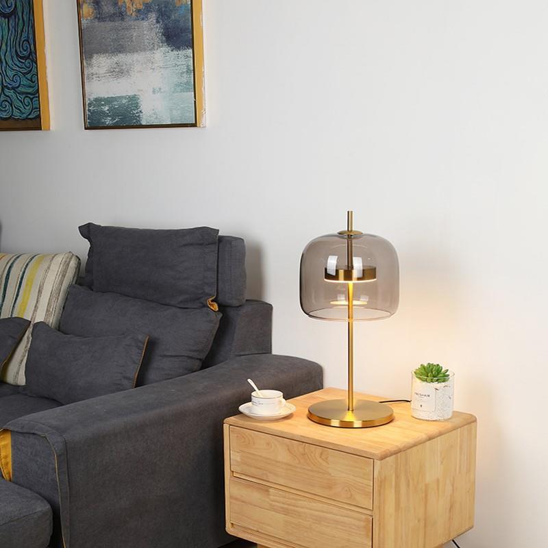 Modern Glass Table Lamp with Gold Accents