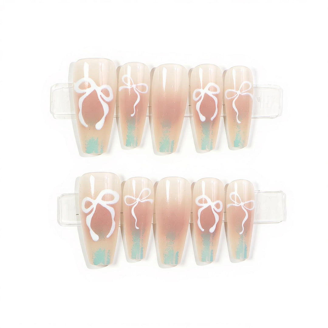 Decorative Press-On Nail Set with Bow Design Kalsten