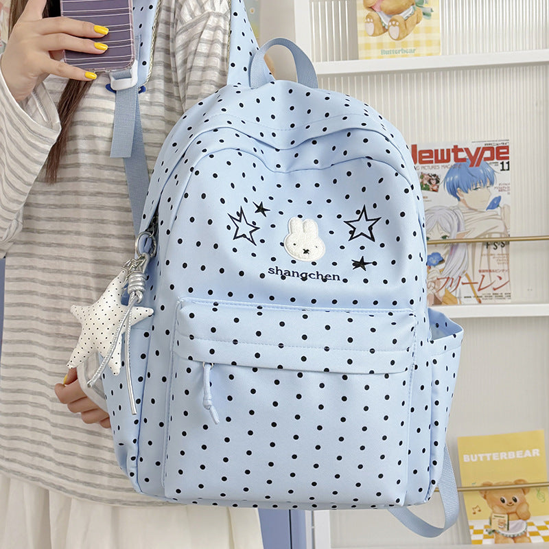 Playful Polka Dot Bunny-Themed Backpack Kalsten