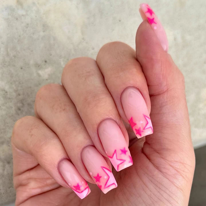 Artful nail art with neon colored stars Kalsten