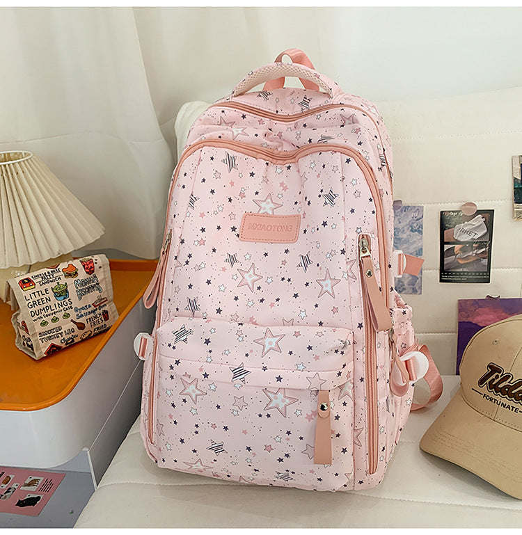 Stylish Star-Printed School Backpack Kalsten