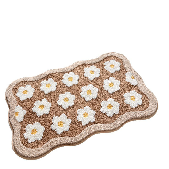 Floral Patterned Plush Bath Rug Kalsten