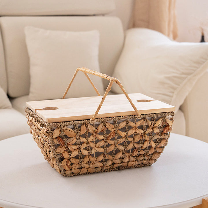 Decorative storage basket with transparent lid