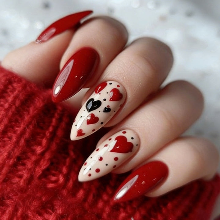 Heart-Themed Press-On Nail Art Set Kalsten