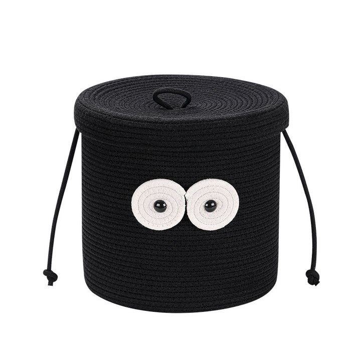 Women's Round Storage Basket with Lid and Eye Design Kalsten