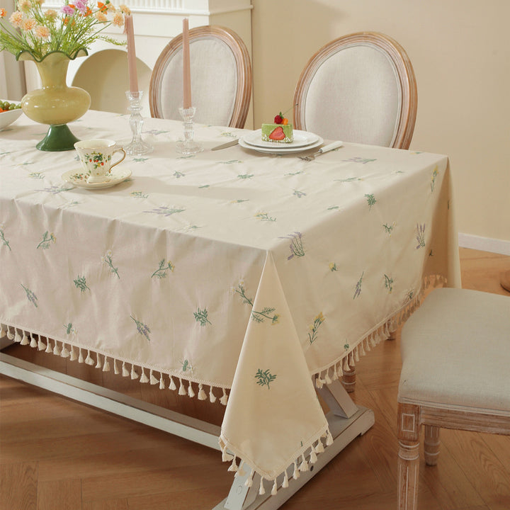 Embroidered Floral Tablecloth