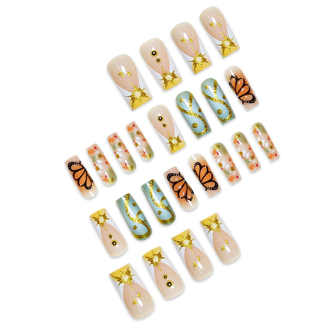 Artistic Butterfly-Themed Press-On Nail Set Kalsten