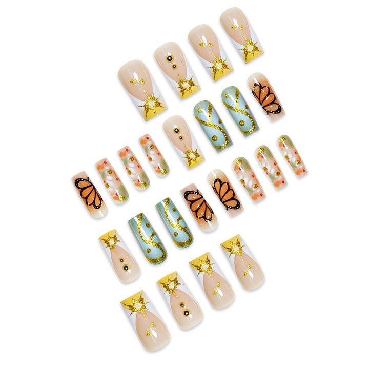 Artistic Butterfly-Themed Press-On Nail Set Kalsten