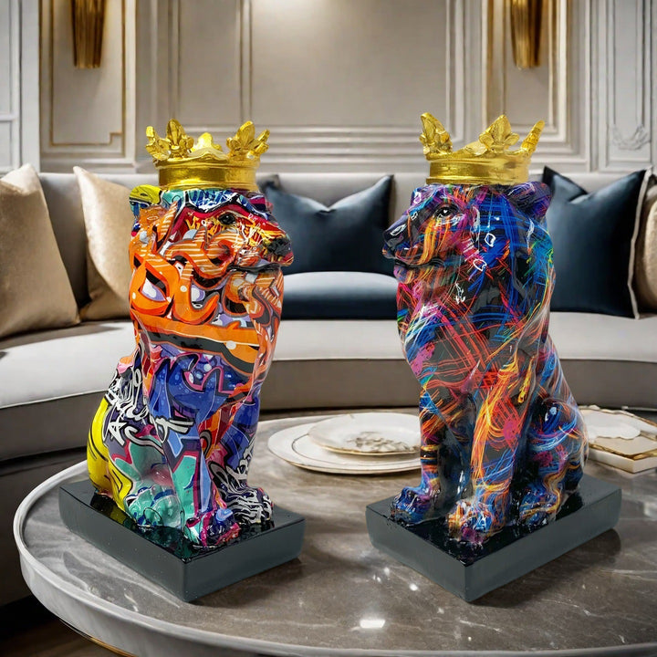 Colorful Lion Sculpture with Crown Kalsten