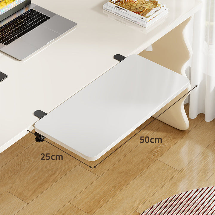 Under-Desk Bamboo Slide-Out Work Surface Clamp-Mounted Keyboard & Mouse Platform